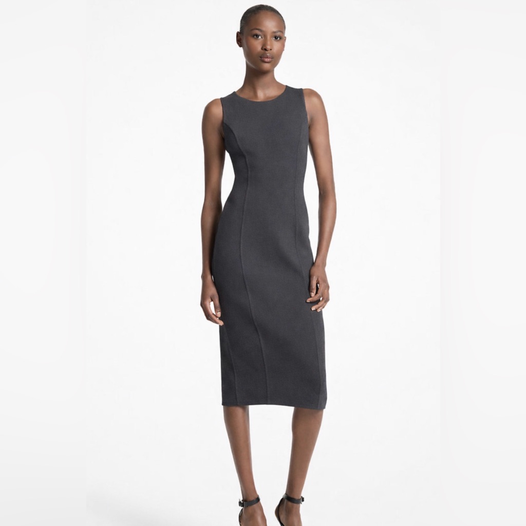 Michael Michael Kors Dress Gray Midi Racerback S
